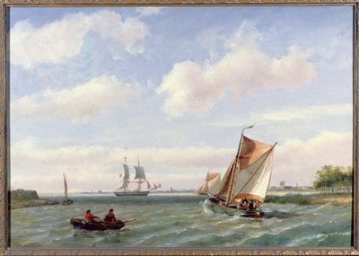 河口の漁船 作： Johannes Hermann Barend Koekkoek