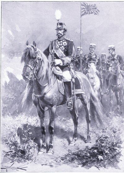 天皇陛下：天皇、カッセルの日露戦争の歴史第1巻、1900年 作： Johannes Hermann Barend Koekkoek