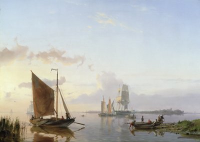 河口の帆船、1853 作： Johannes Hermann Barend Koekkoek
