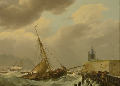 嵐の海の船 作： Johannes Hermanus Koekkoek