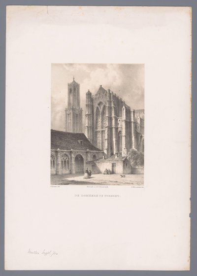 ユトレヒトの Domkerk と Domtoren のビュー ユトレヒトのドム教会 (オブジェクトのタイトル) Everhardus Koster (シリーズ タイトル) のドローイングによるオランダの町と港の眺め E. コスターのスケッチブック: オランダの街と港の眺め (シリーズ タイトル) 作： Johannes Hilverdink