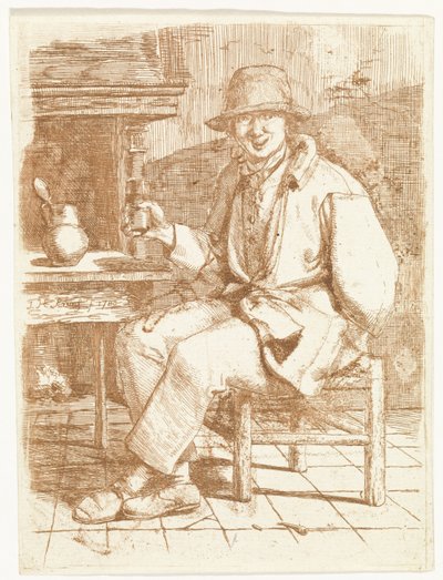 グラスを手に微笑む男性 作： Johannes Huibert Prins
