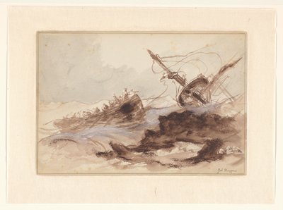 難破船 作： Johannes Huygens (signed by artist)