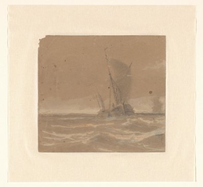 帆船 作： Johannes Huygens (signed by artist)