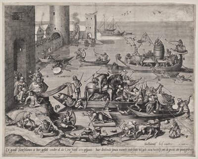 聖マーチンと彼の馬を船に乗せた 作： Johannes I van Doetecum (d. 1605)