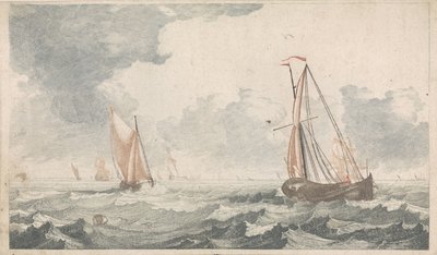 お互いに向かって航行する 2 つの平底ボート Ships at Sea (シリーズA) (シリーズタイトル) 作： Johannes Jacobsz van den Aveele