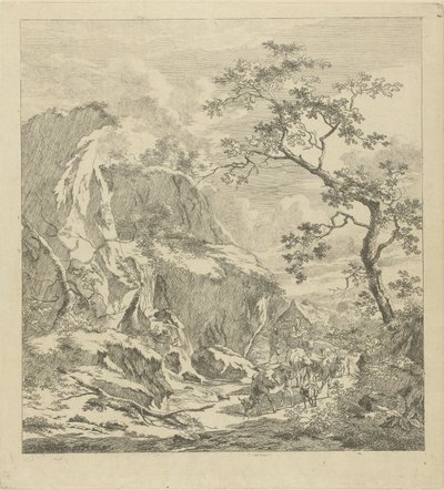 牛のいる山岳風景 作： Johannes Janson