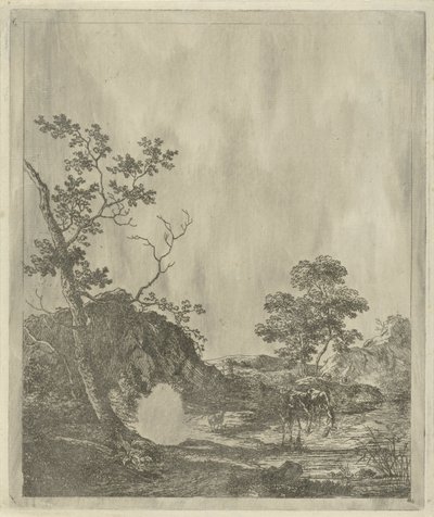 川に牛がいる風景 作： Johannes Janson