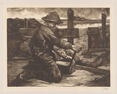 レンチを持つ労働者 作： Johannes Josephus Aarts (signed by artist)