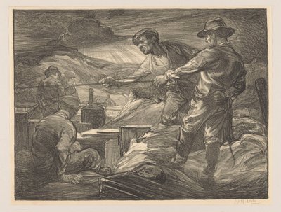 ロープを引く作業員 作： Johannes Josephus Aarts (signed by artist)