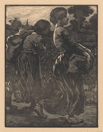2 人の農場労働者 作： Johannes Josephus Aarts (signed by artist)
