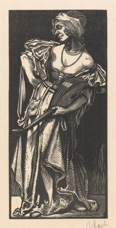リュートを持つ女性 作： Johannes Josephus Aarts (signed by artist)