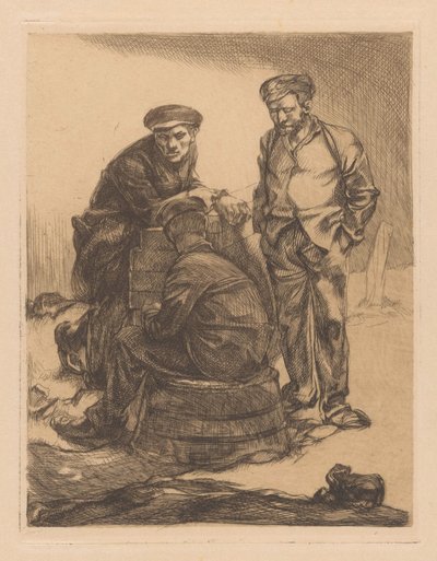 キャップをかぶった 3 人の作業員 作： Johannes Josephus Aarts
