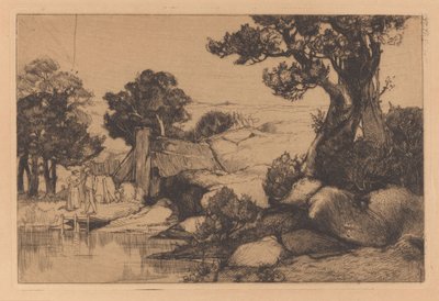 海岸に男女がいる風景 作： Johannes Josephus Aarts