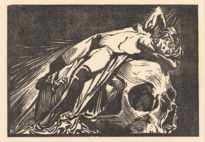 頭蓋骨に横たわる女性 作： Johannes Josephus Aarts