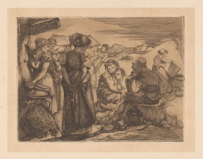 丘陵地帯の男性、女性、子供 作： Johannes Josephus Aarts
