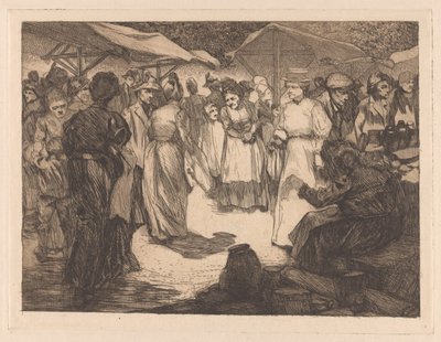 男性と女性の市場シーン 作： Johannes Josephus Aarts