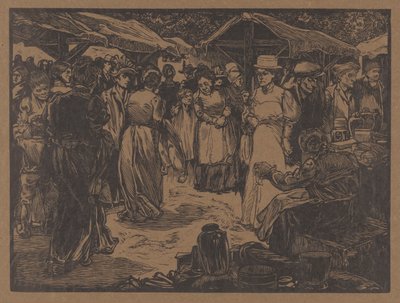 男性と女性の市場シーン 作： Johannes Josephus Aarts