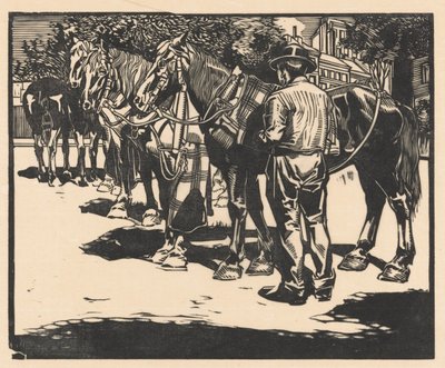 広場で馬に乗る 作： Johannes Josephus Aarts