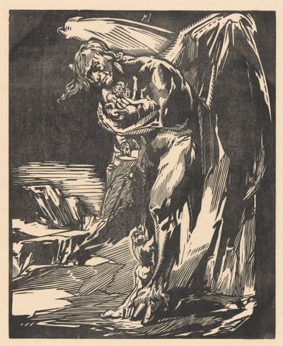腕に人物を抱えたサタン 作： Johannes Josephus Aarts