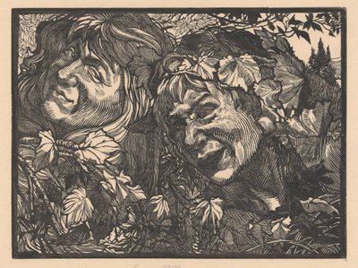 ブドウの葉に囲まれた 2 つのバカンテ 作： Johannes Josephus Aarts