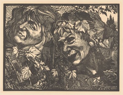 ブドウの葉に囲まれた 2 つの Bacchantes 作： Johannes Josephus Aarts