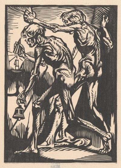 ベルとキャンドル スナッファーを持つ 2 つの裸の男性像 作： Johannes Josephus Aarts