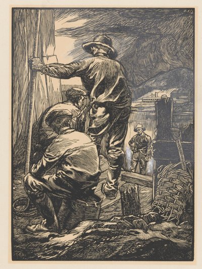 水辺の 4 人の労働者 作： Johannes Josephus Aarts