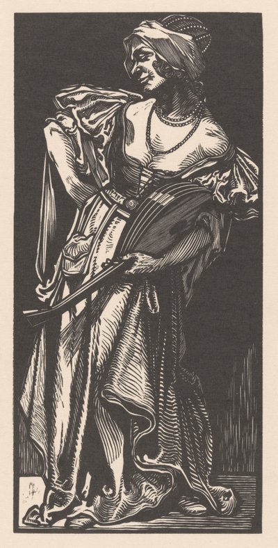 リュートを持つ女性 作： Johannes Josephus Aarts