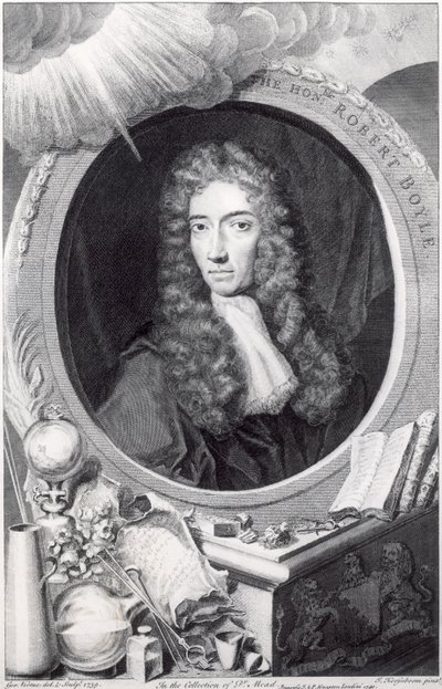 ジョージヴァーチュー（1684-1756）1749によって彫刻された名誉あるロバートボイル（1627-91）の肖像画 作： Johannes Kerseboom