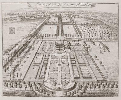 Thomas Badeslade（1718-50）による「ケント州の貴族と紳士の座の36の異なる視点」からのサミュエルバーカーの座であるフェアフォードハウス 作： Johannes Kip