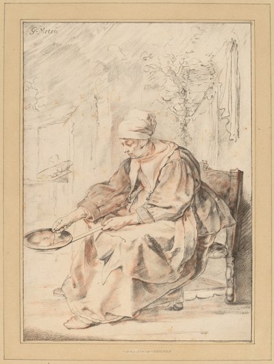 パンケーキウーマン、1768年。 作： Johannes Kornlein