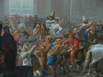 ローマのカーニバルの詳細、c。 1650 作： Johannes Lingelbach