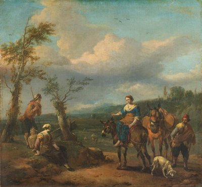 人物のあるイタリアの風景 作： Johannes Lingelbach
