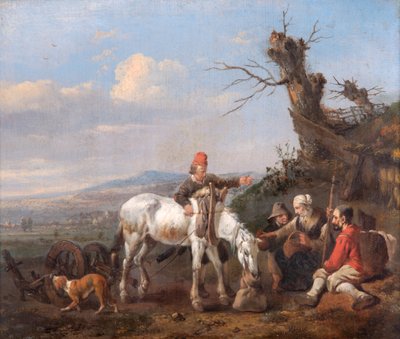 Paisagem com Descanso de Viajantes (óleo sobre painel de carvalho) 作： Johannes Lingelbach
