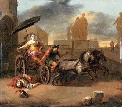 戦車にトゥリアを乗せたデス・サーヴィウス 作： Johannes Lingelbach