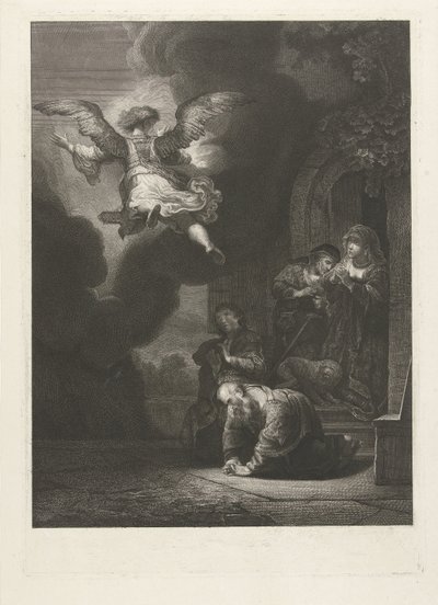 天使はトビアスと彼の家族を置き去りにします 作： Johannes Pieter de Frey