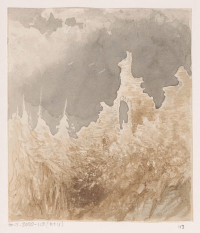 木々の間の廃墟 作： Johannes Tavenraat (signed by artist)