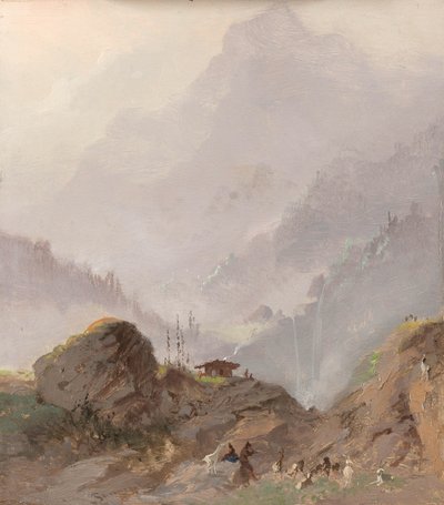 シャモアのあるチロルの山の風景 作： Johannes Tavenraat