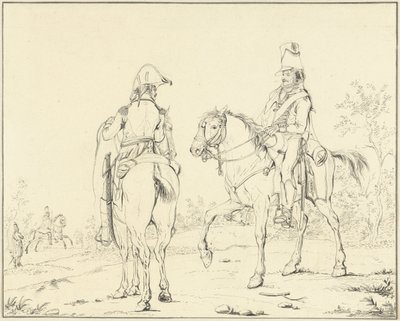 馬に乗った 2 人のフランス騎兵 作： Johannes Vinkeles