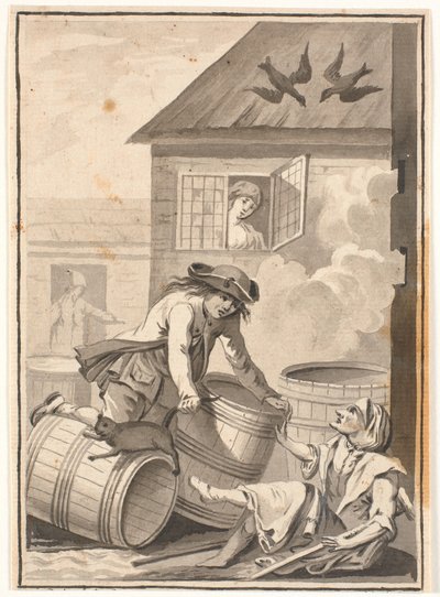 イェンス・ブロックとグニルド。 Ludvig Holberg のイラスト: Peder Paars 1772. (2 冊目、3 曲目) 作： Johannes Wiedewelt