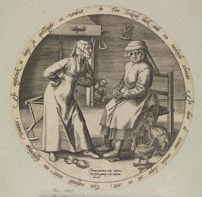 叱る女と笑う雌鶏 作： Johannes Wierix