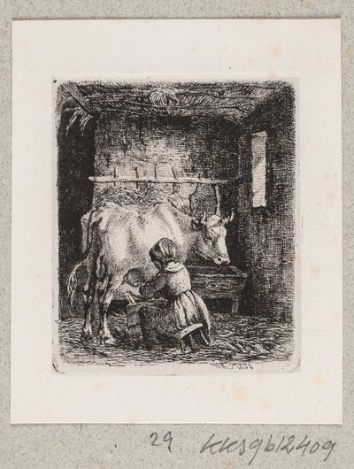牛の乳を搾る女の子 作： Johannes Wilhelm Zillen