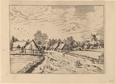 ポストミルのあるカントリービレッジ 作： Johannes and Lucas van Doetechum after Master of the Small Landscapes