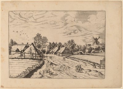 ポストミルのあるカントリービレッジ 作： Johannes and Lucas van Doetechum after Master of the Small Landscapes