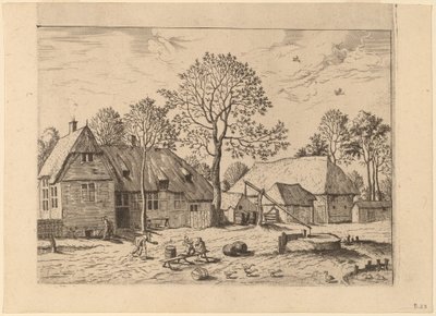 ドローウェルのある農場 作： Johannes and Lucas van Doetechum after Master of the Small Landscapes