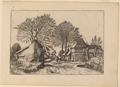 納屋とコテージのある道 作： Johannes and Lucas van Doetechum after Master of the Small Landscapes