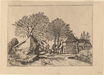 納屋とコテージのある道 作： Johannes and Lucas van Doetechum after Master of the Small Landscapes
