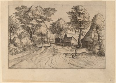 農場と物置のある村の道 作： Johannes and Lucas van Doetechum after Master of the Small Landscapes