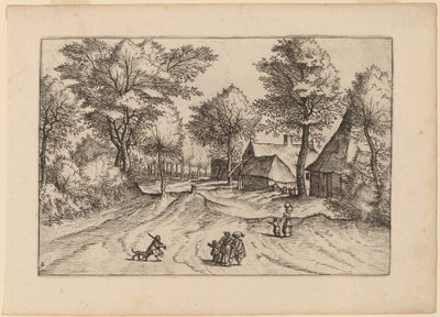 農場と物置のある村の道 作： Johannes and Lucas van Doetechum after Master of the Small Landscapes